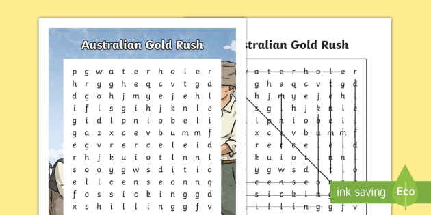 Gold Rush Australia Word Search teacher Made 