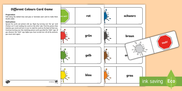 different colours card game german teacher made