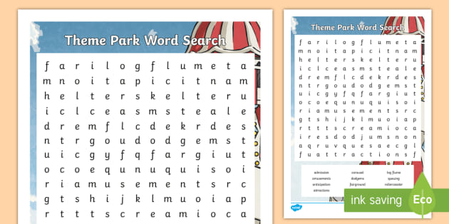 ks2 theme park word search teacher made