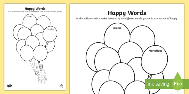 Happy Words Worksheet / Worksheet (teacher made)