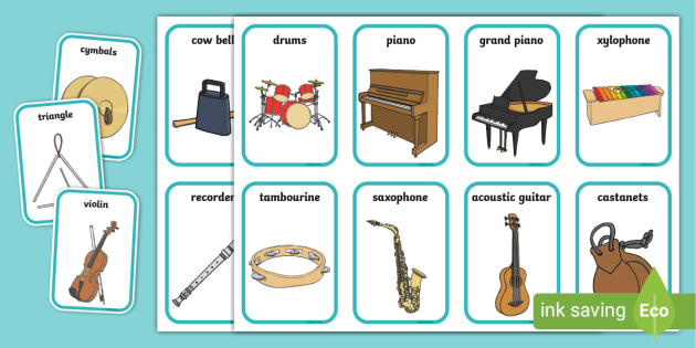 Musical Instrument Flashcards Printable Kids Music Games