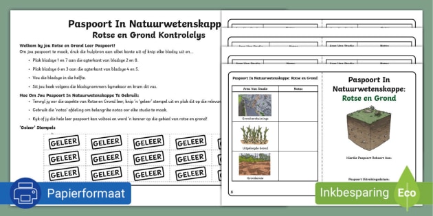 Paspoort In Natuurwetenskappe: Rotse en Grond