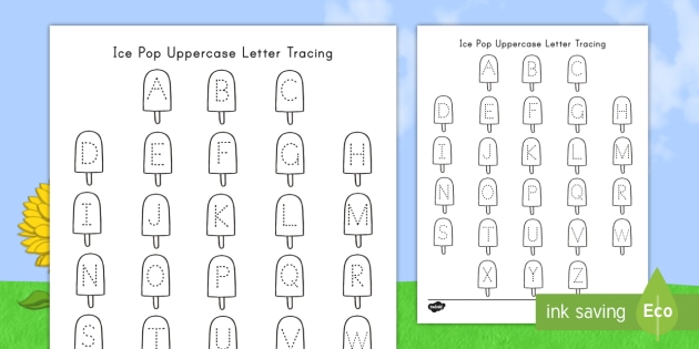 ice pop uppercase letter tracing worksheet worksheet