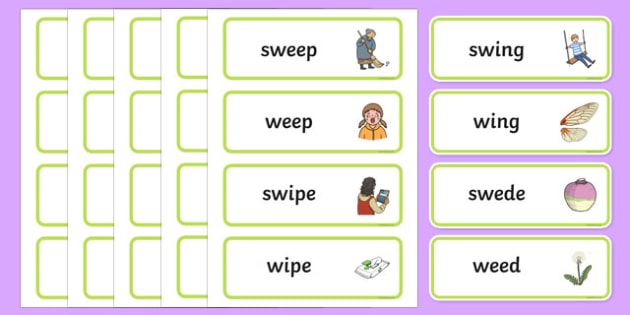 'sw' and 'w' Near Minimal Pair Word Cards (teacher made)