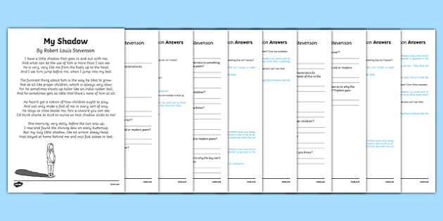 My Shadow By Robert Louis Stevenson Poetry Differentiated Reading