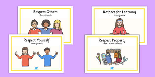 Respectful Behaviour Display Posters Polish Translation