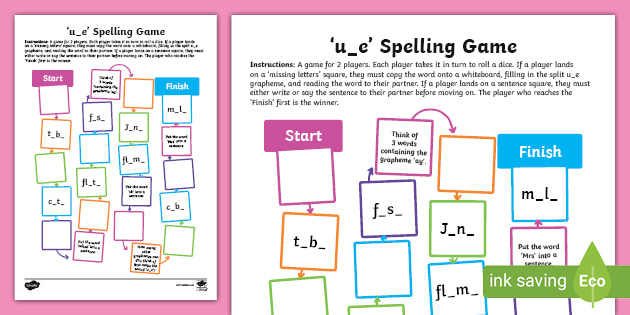 U E Spelling Board Game Teacher Made