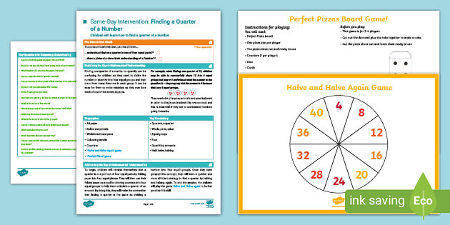 year-1-maths-same-day-intervention-plan-finding-one-quarter-of-a-number