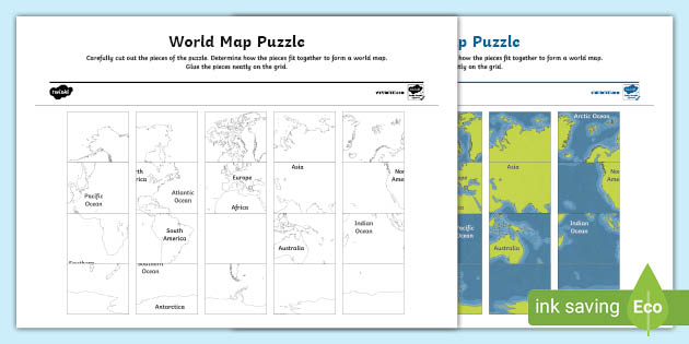 Puzzle Template World Map - Social Studies - Twinkl USA