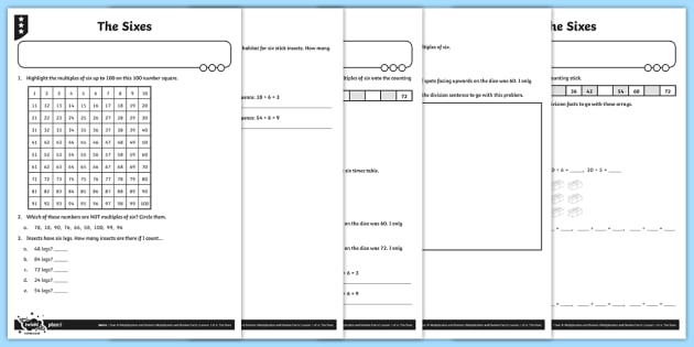 The Six Times Table Worksheet / Activity Sheets