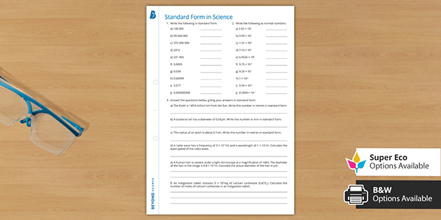 science standard form worksheet beyond teacher made