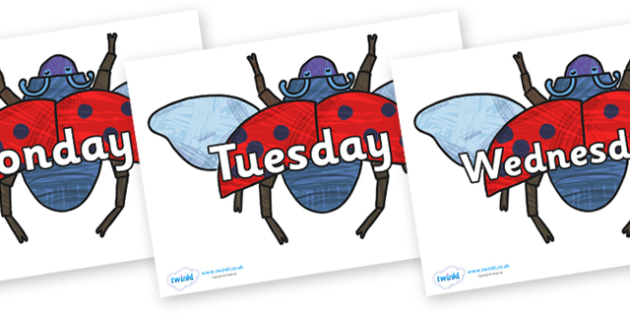 a set of a4 days of the week.