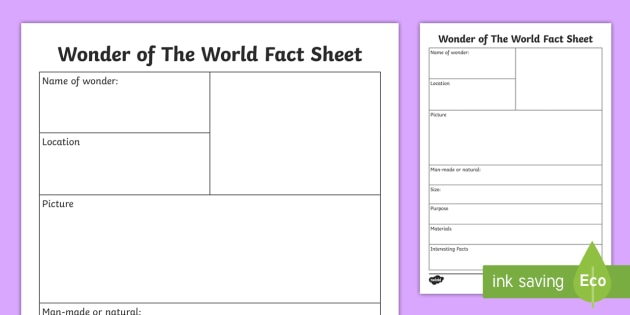 Wonders of The World Fact Sheet (Teacher-Made) - Twinkl wonders-of-the-world-fact-sheet-teacher-made-twinkl