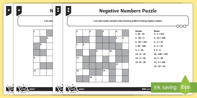 negative number puzzle worksheet worksheet teacher made