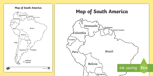 Map Of South America Without Names South American Map Activity (teacher made)