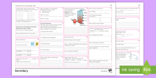 OCR GCSE Chemistry Topic C6 Global Challenges Higher Revision Activity Mat OCR GCSE Chemistry Topic C6 Global Challenges Higher Revision Activity Mat