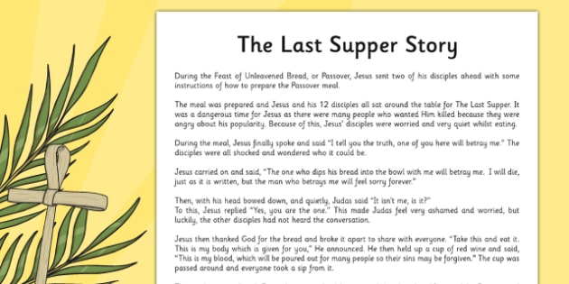 The Last Supper Story Sheet (teacher made)
