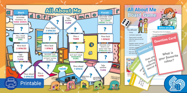 All About Me Board Game - KS1 Getting to Know You Activities