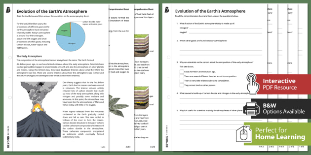 evolution of the atmosphere comprehension worksheet ks4