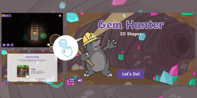 Gem Hunter 2d Shape Games Twinkl Go Teacher Made