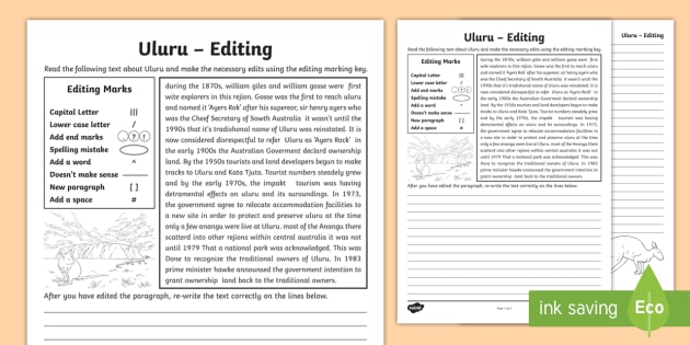 Uluru Editing Worksheet / Worksheet (teacher made)