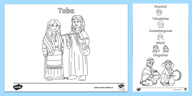 Dibujos de los pueblos originarios para colorear e imprimir