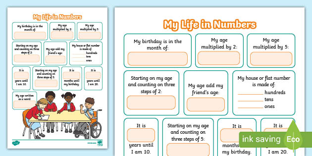 KS1 My Life in Numbers Worksheet (teacher made) KS1 My Life in Numbers Worksheet (teacher made)