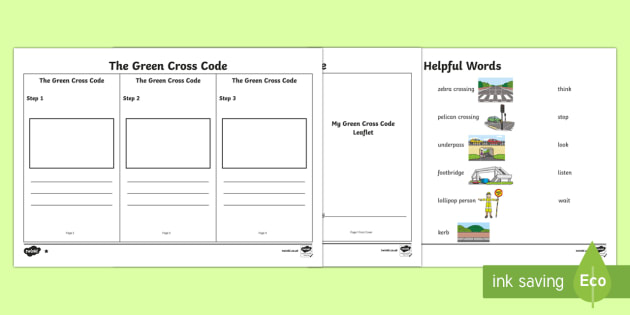 The Green Cross Code Writing Worksheet / Activity Sheet - Road