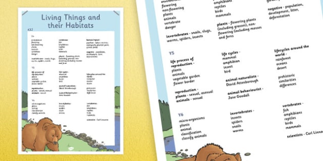 KS2 Living Things and Habitats Scientific Vocabulary Poster