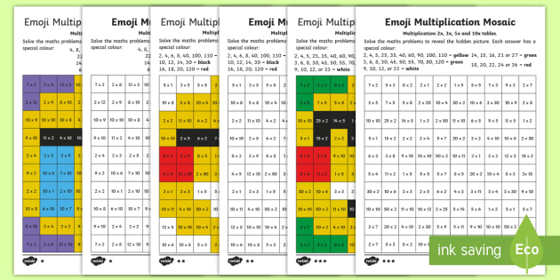 times 5 worksheet table multiplication Mosaic Emoji Multiplication Worksheet Differentiated KS1