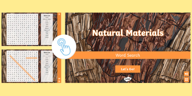 Natural Materials Interactive Word Search Twinkl