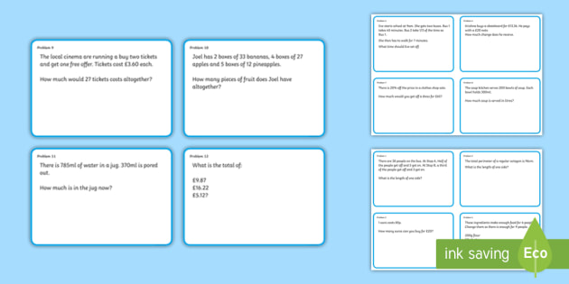 Maths Problems - Year 5 Maths Challenge Cards