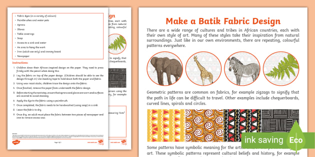Make a Batik Fabric Design (teacher made) - Twinkl