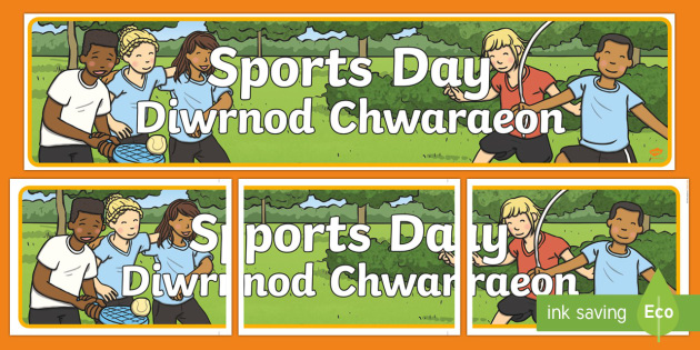Sports Day English Welsh Display Banner Bilingual Welsh And English