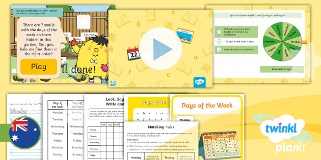 Year 1 Spelling: Days of the Week (teacher made)