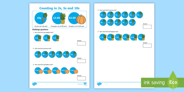 New Counting In 2s 5s And 10s Multiplication Money Activity
