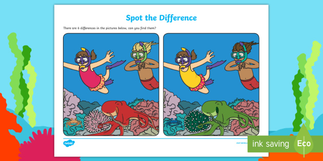 Under the Sea Spot the Difference Activity (teacher made)