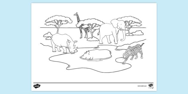 African Animals Colouring Page Children | Colouring Sheets