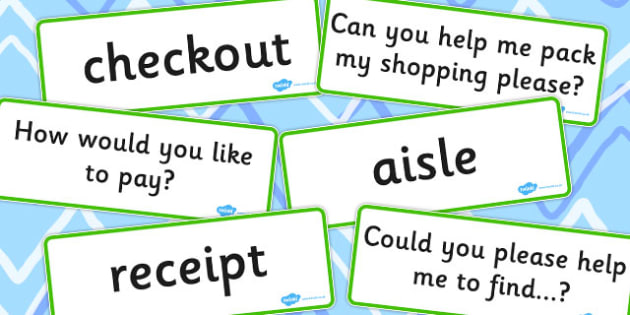 supermarket vocabulary cards esl shopping resources