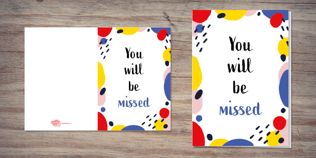 You Will Be Missed Card | Twinkl Party (Teacher-Made)