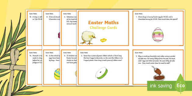 Year 4 Easter Maths Challenge Cards Ks2 Primary Resource