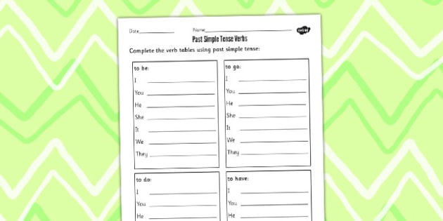 Simple Past Tense  Verb Tense Worksheet For Kids