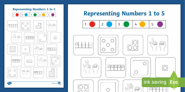 Representing Numbers 1 To 5 Activity Sheet