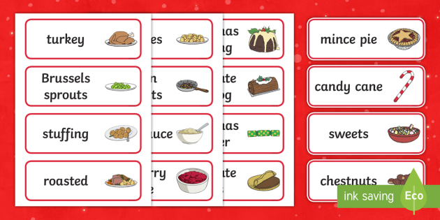 FREE! - Christmas Dinner Word Cards (teacher made)