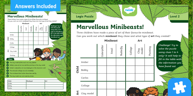 Marvellous Minibeasts Fun Logic Puzzle - Kids Puzzles