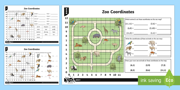 Zoo Coordinates Worksheet / Activity Sheets - Position