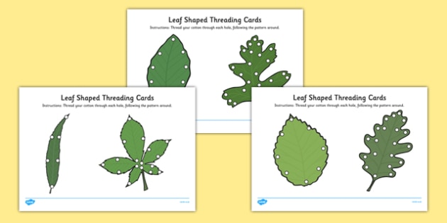 Leaf Shaped Threading Cards (teacher made)