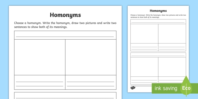 homonyms draw and write worksheet worksheet teacher made