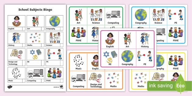 School Subjects Bingo Game (Teacher-Made) - Twinkl