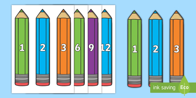 Numbers 0 20 On Pencils Teacher Made